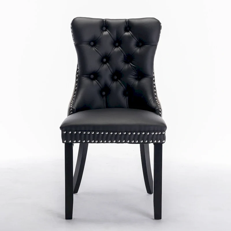 Chaise de salle à manger capitonnée avec clous décoratifs, noir et rouge