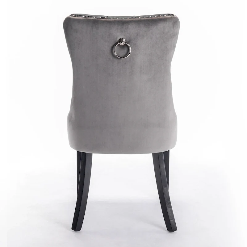 Chaise de salle à manger capitonnée avec clous décoratifs, noir et rouge