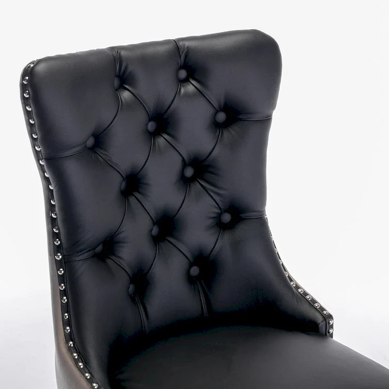 Chaise de salle à manger capitonnée avec clous décoratifs, noir et rouge