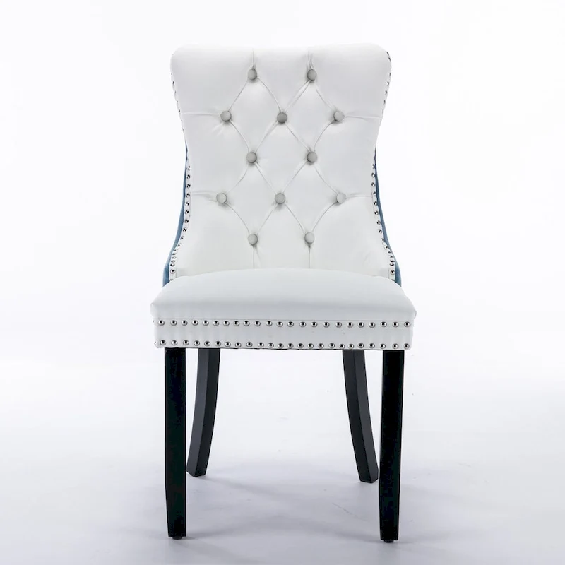 Chaise de salle à manger capitonnée avec clous décoratifs, noir et rouge