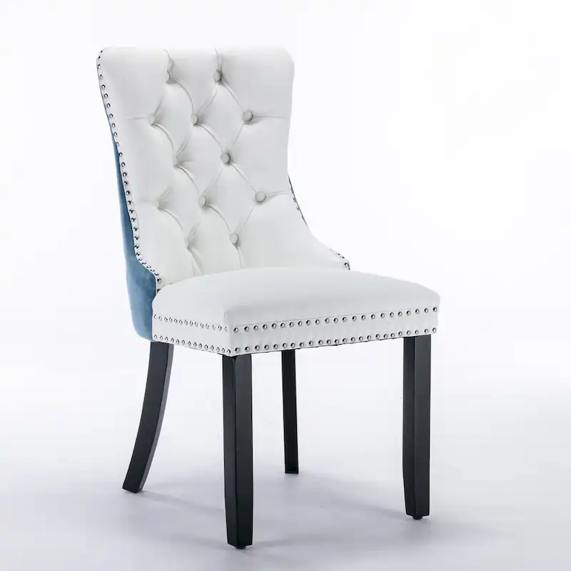 Chaise de salle à manger capitonnée avec clous décoratifs, noir et rouge