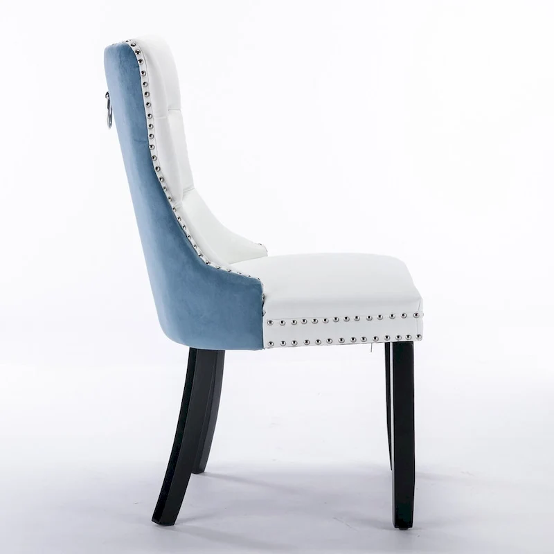 Chaise de salle à manger capitonnée avec clous décoratifs, noir et rouge
