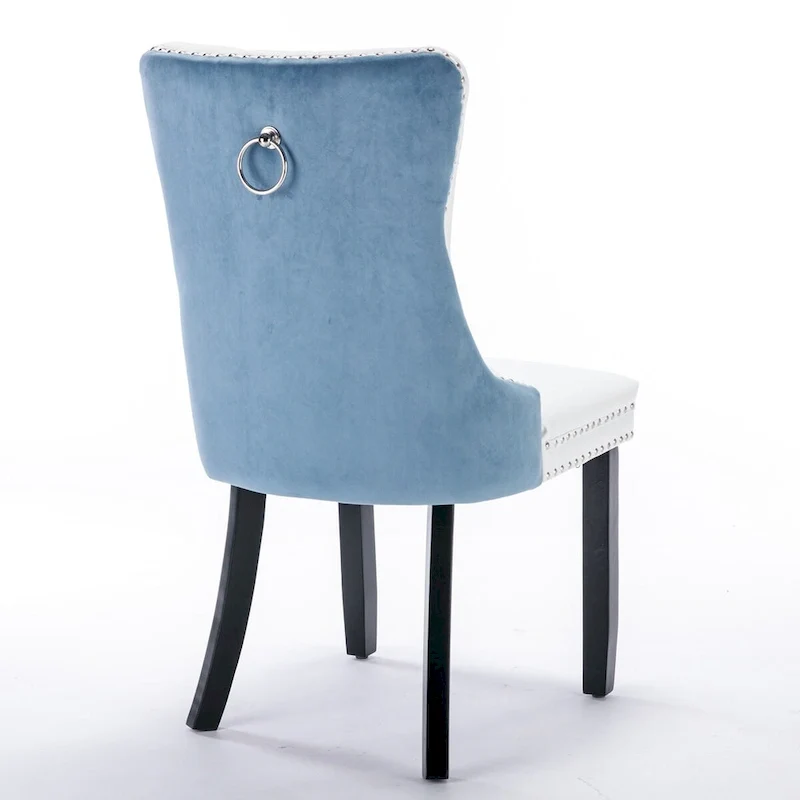 Chaise de salle à manger capitonnée avec clous décoratifs, noir et rouge