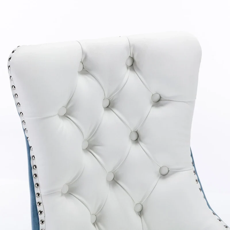 Chaise de salle à manger capitonnée avec clous décoratifs, noir et rouge