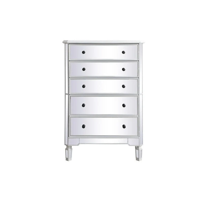 Commode à 5 tiroirs avec miroir Argent Noir Blanc antique