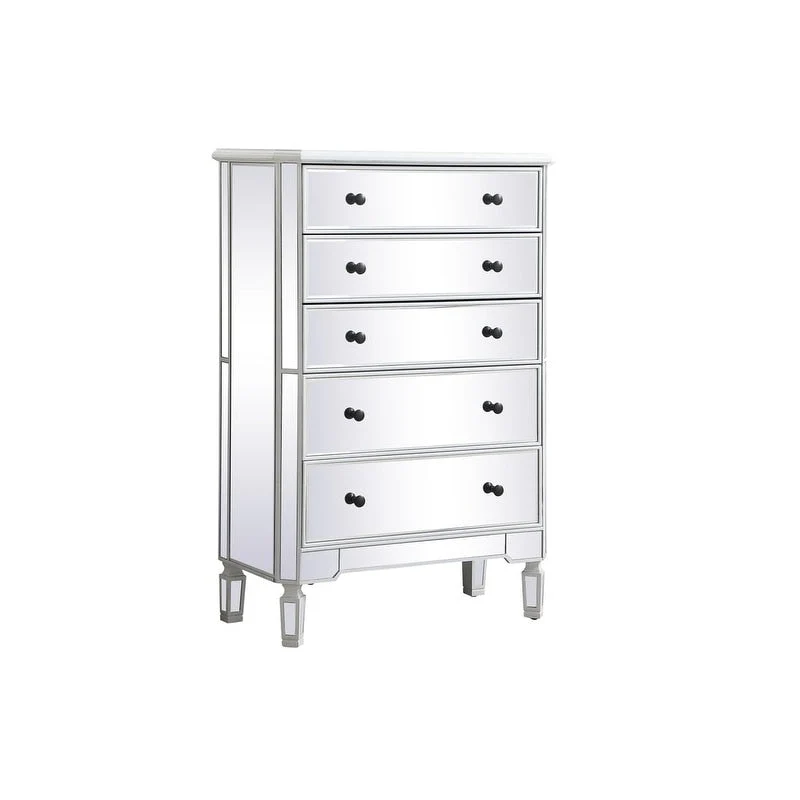 Commode à 5 tiroirs avec miroir Argent Noir Blanc antique