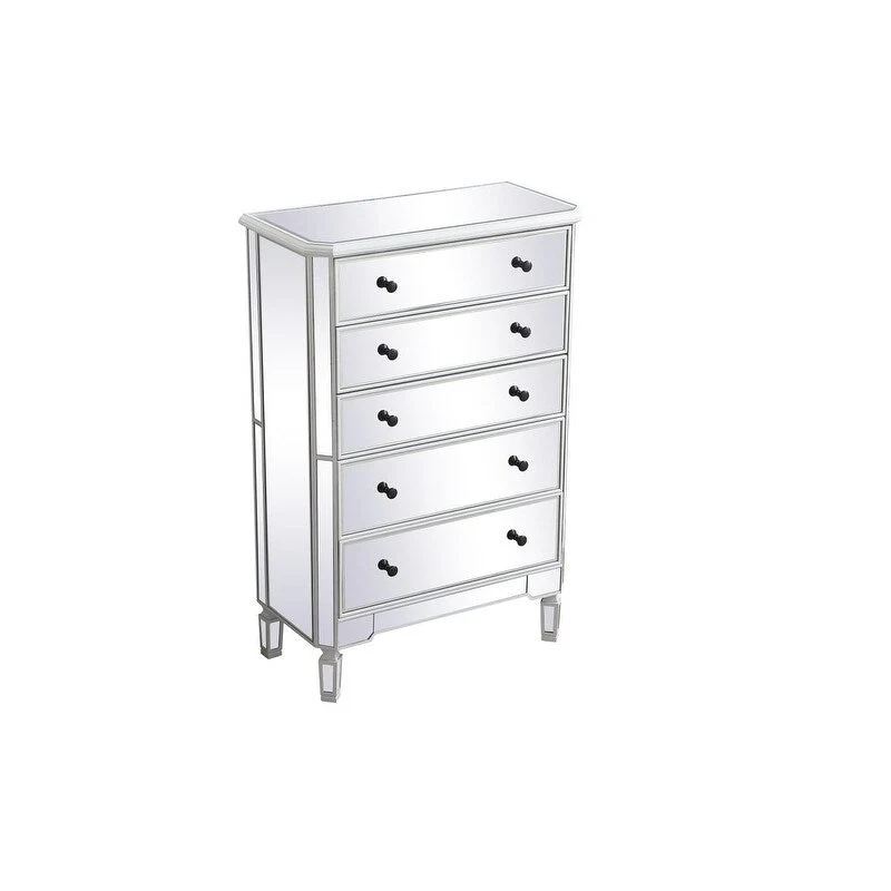 Commode à 5 tiroirs avec miroir Argent Noir Blanc antique