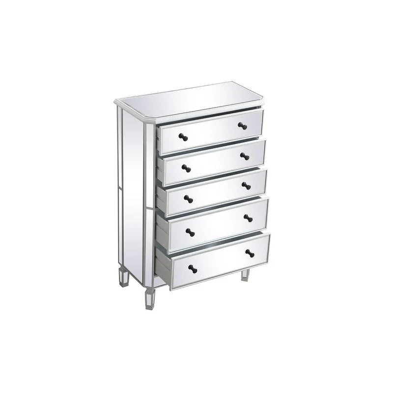 Commode à 5 tiroirs avec miroir Argent Noir Blanc antique