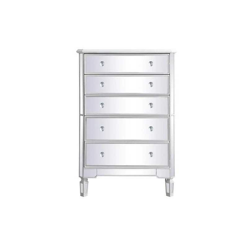 Commode à 5 tiroirs avec miroir Argent Noir Blanc antique
