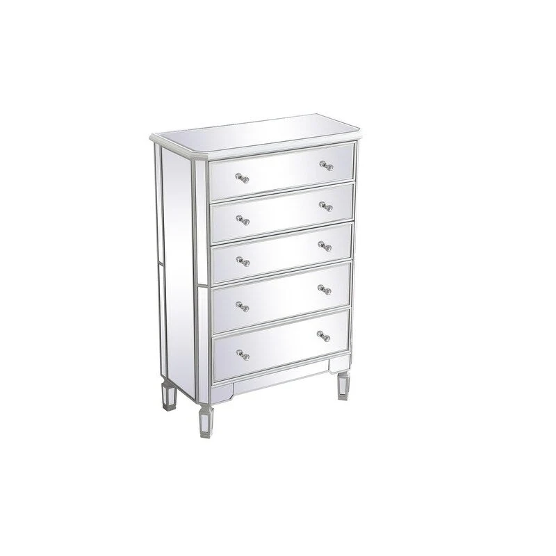 Commode à 5 tiroirs avec miroir Argent Noir Blanc antique