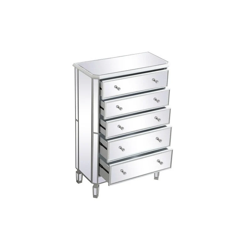 Commode à 5 tiroirs avec miroir Argent Noir Blanc antique