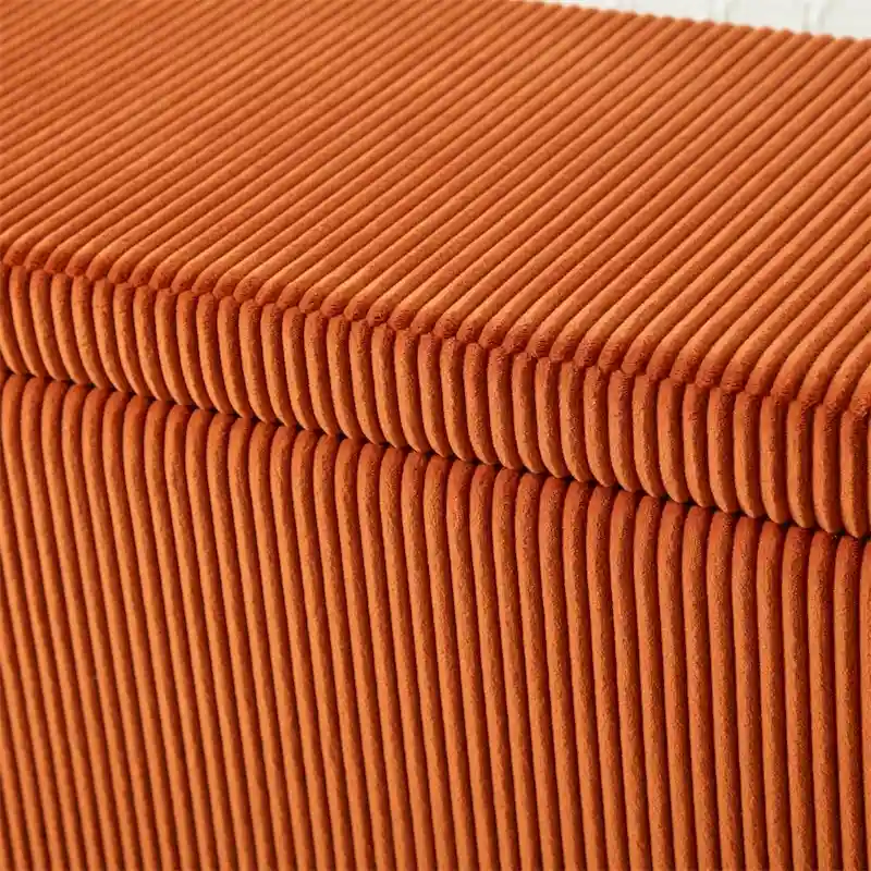 Banc de rangement capitonné en velours côtelé avec couvercle, pouf avec assise rembourrée douce, orange