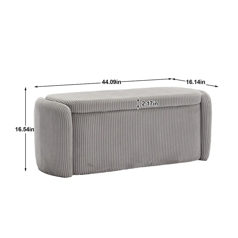 Banc de rangement capitonné en velours côtelé avec couvercle, pouf avec assise rembourrée douce, orange