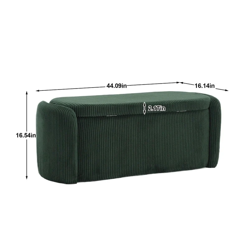 Banc de rangement capitonné en velours côtelé avec couvercle, pouf avec assise rembourrée douce, orange