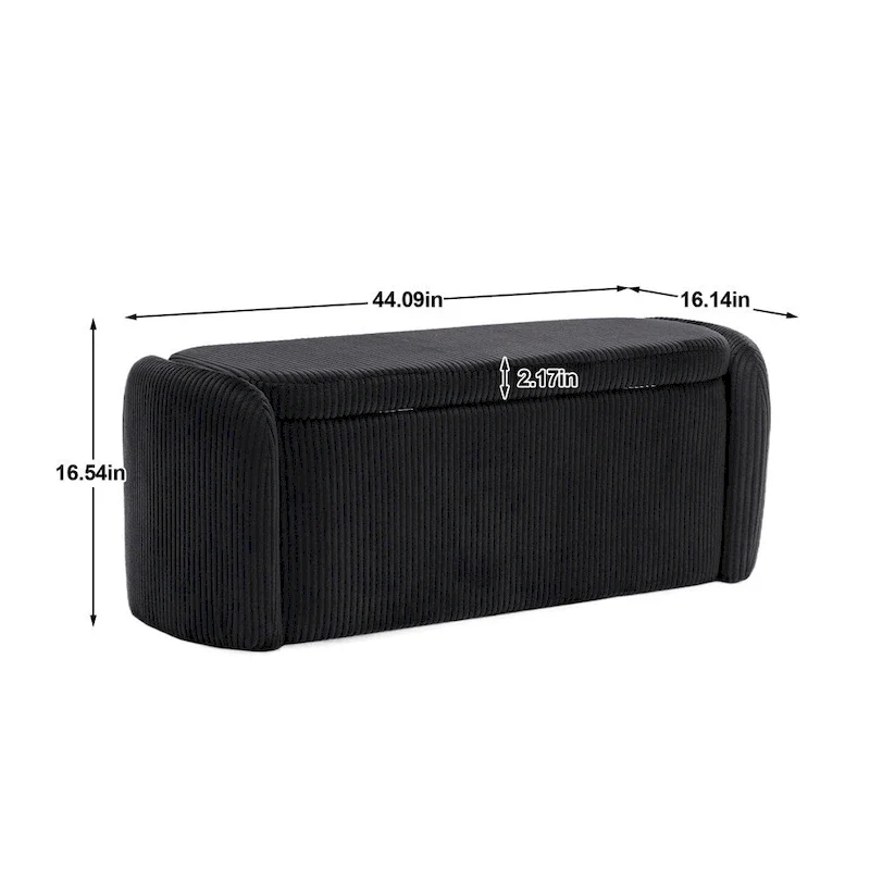 Banc de rangement capitonné en velours côtelé avec couvercle, pouf avec assise rembourrée douce, orange