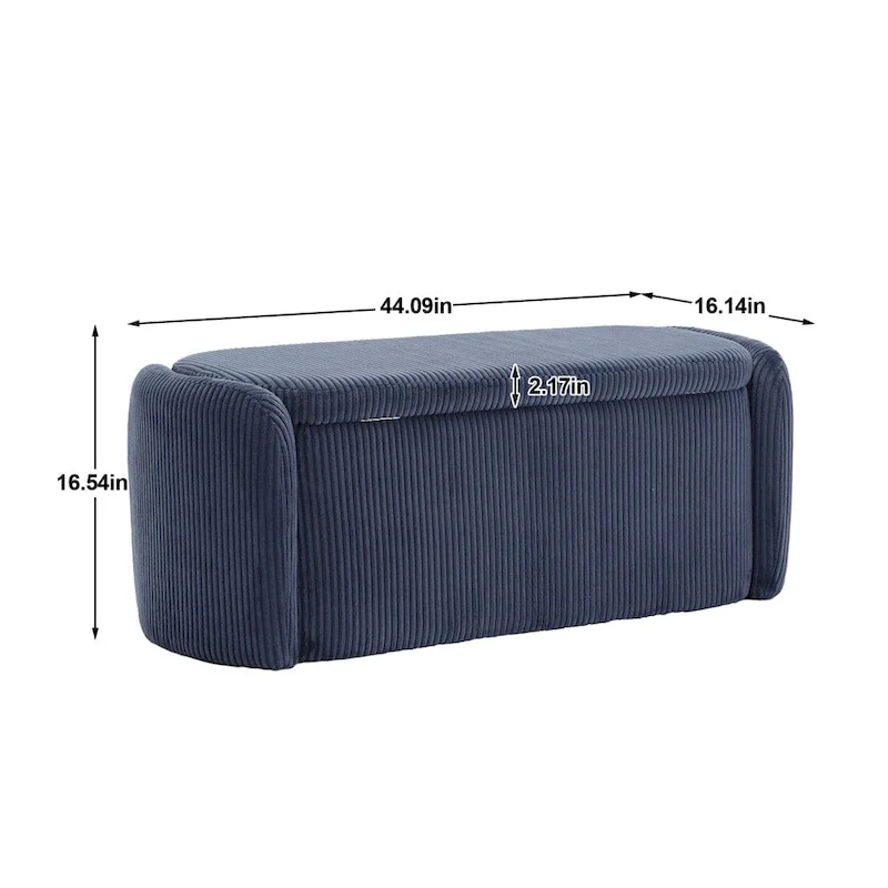 Banc de rangement capitonné en velours côtelé avec couvercle, pouf avec assise rembourrée douce, orange