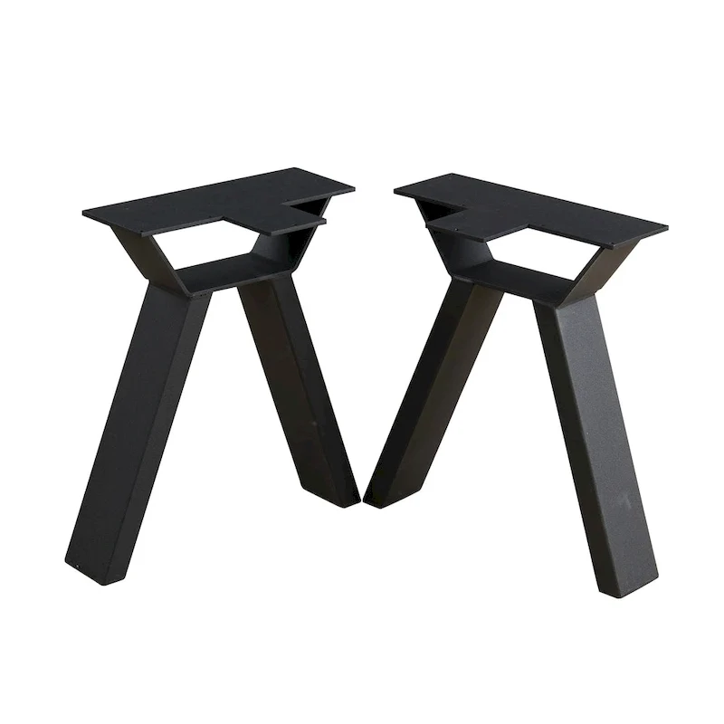 Pied de table en métal noir robuste en forme de A, style Mid-Century Modern