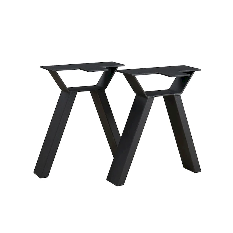 Pied de table en métal noir robuste en forme de A, style Mid-Century Modern