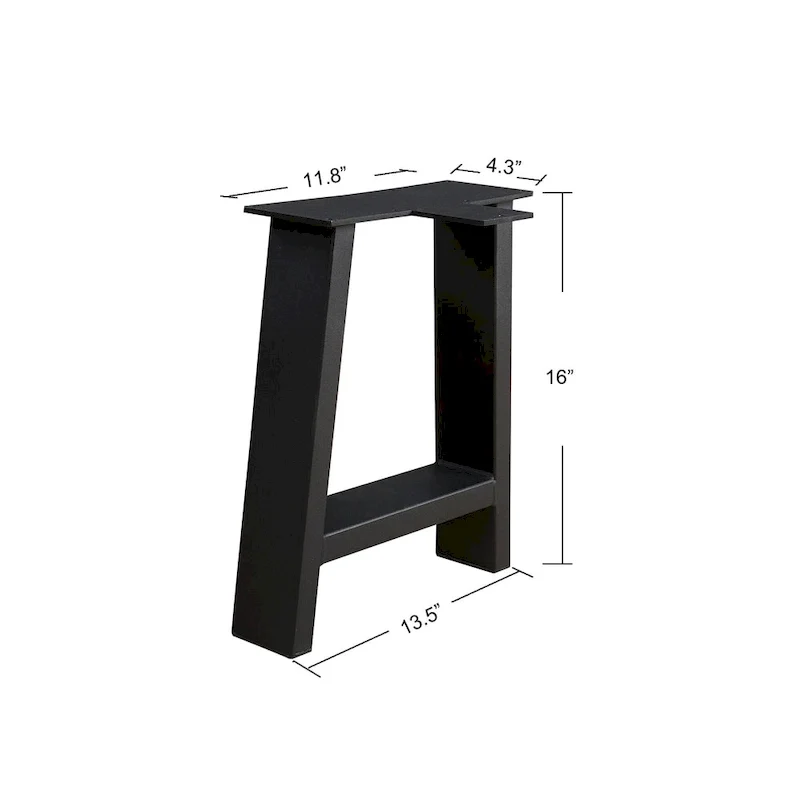 Pied de table en métal noir robuste en forme de A, style Mid-Century Modern