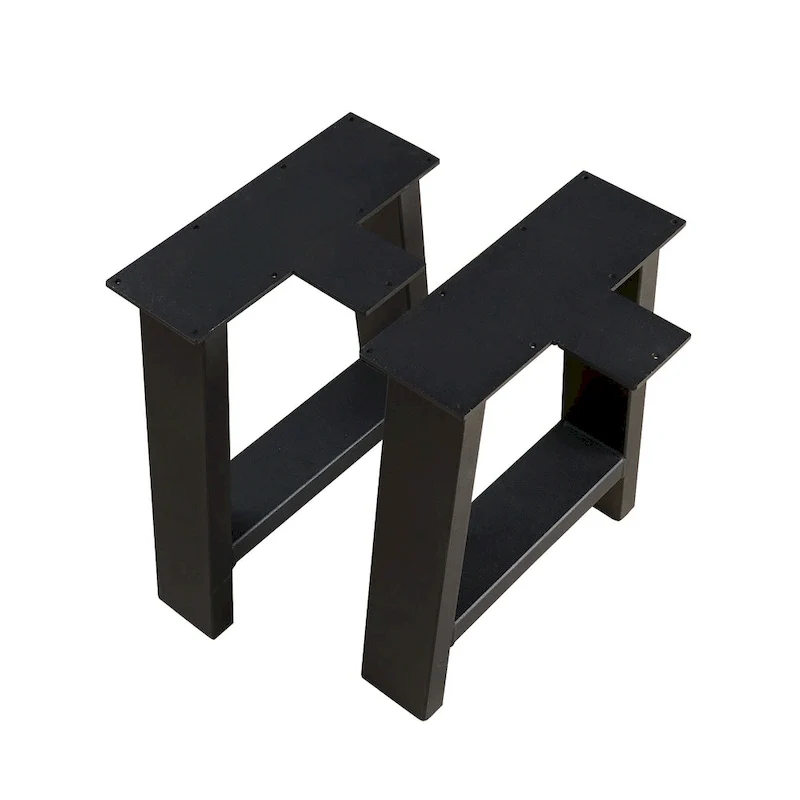 Pied de table en métal noir robuste en forme de A, style Mid-Century Modern
