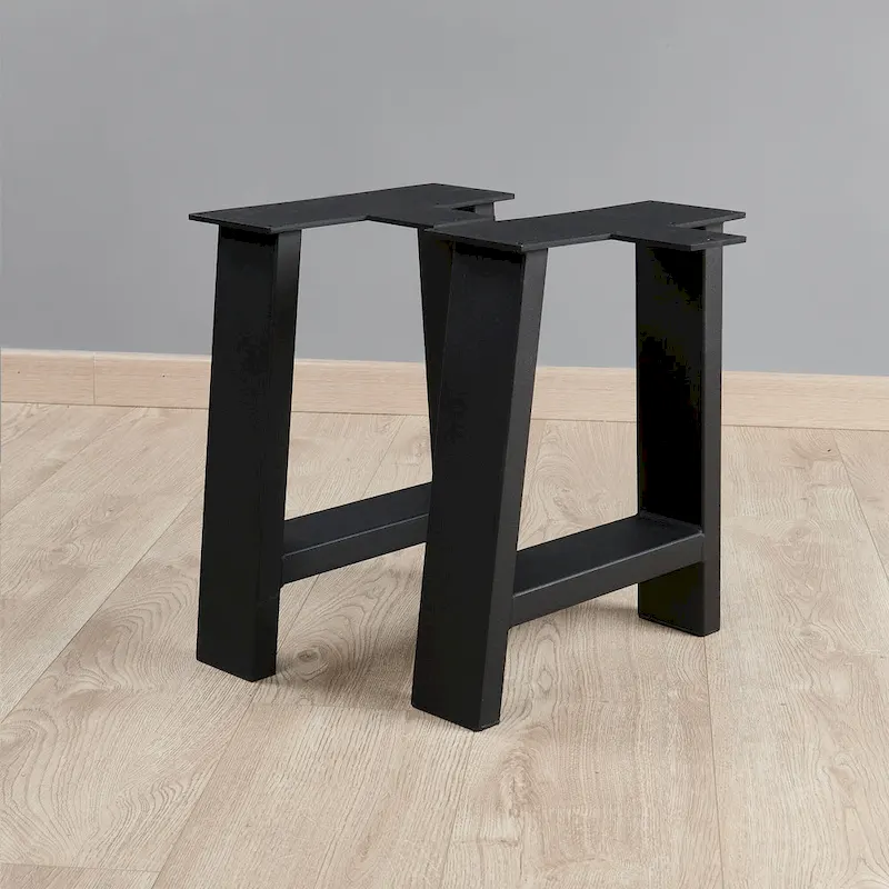 Pied de table en métal noir robuste en forme de A, style Mid-Century Modern