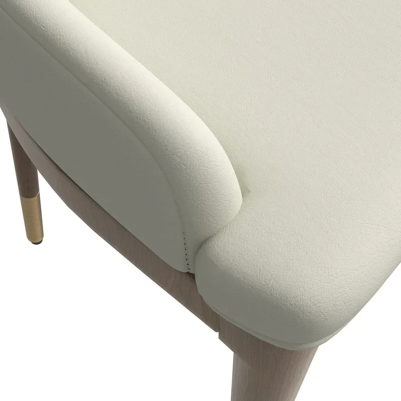 Chaise de salle à manger à dossier haut en cuir avec pieds en hévéa, gris foncé