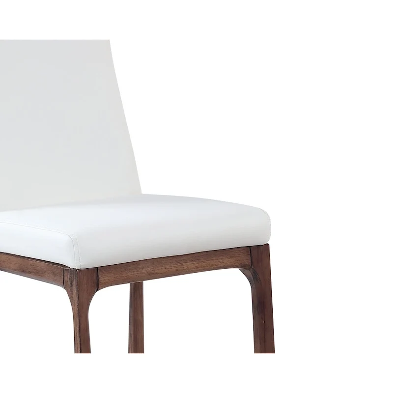 Tabouret de comptoir à dossier profilé en similicuir blanc avec pieds en bois massif