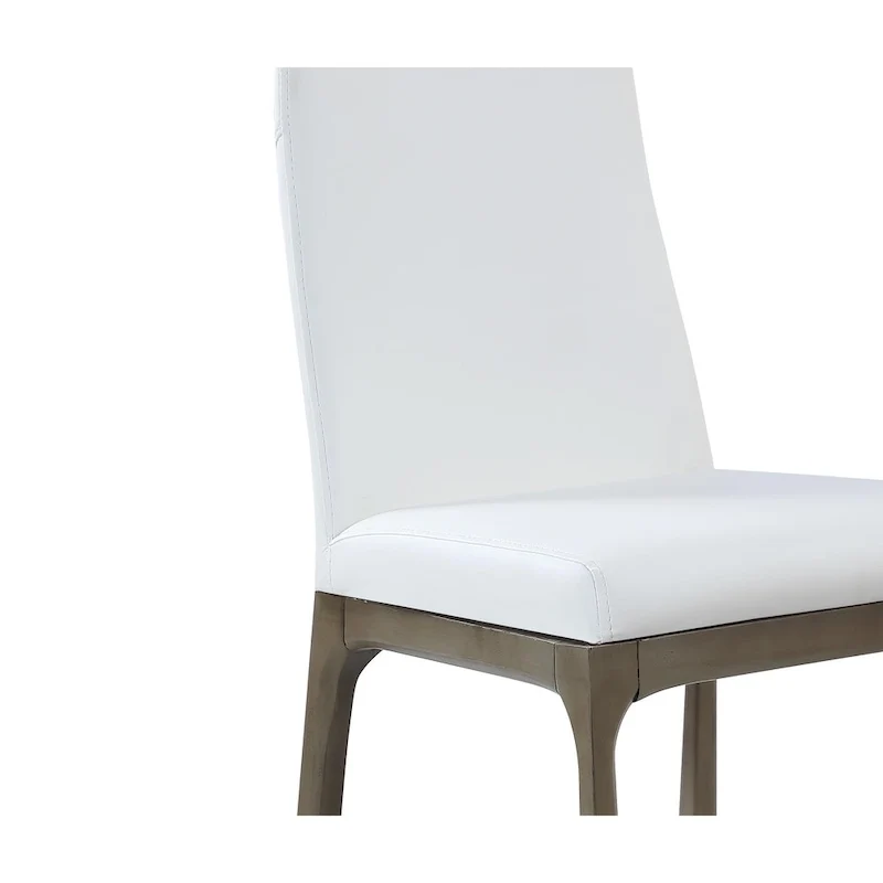Tabouret de comptoir à dossier profilé en similicuir blanc avec pieds en bois massif