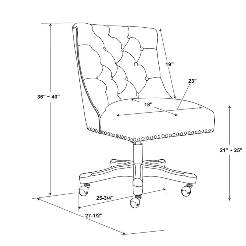 Chaise de bureau beige capitonnée sans accoudoirs avec base pivotante