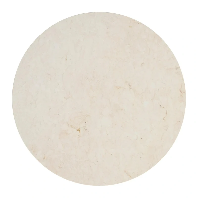 Table à manger ronde à plateau en marbre et pied en bois sculpté beige gris