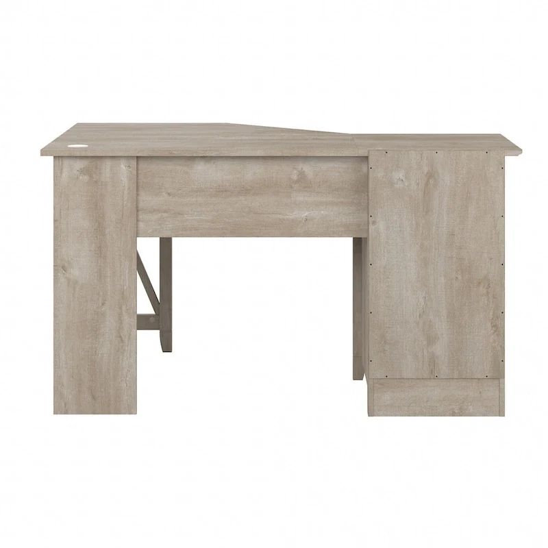 Bureau d'angle informatique 54W avec armoire de rangement et casier ouvert