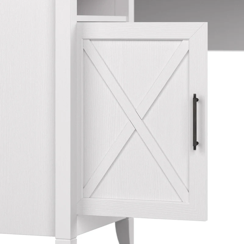 Bureau d'angle informatique 54W avec armoire de rangement et casier ouvert