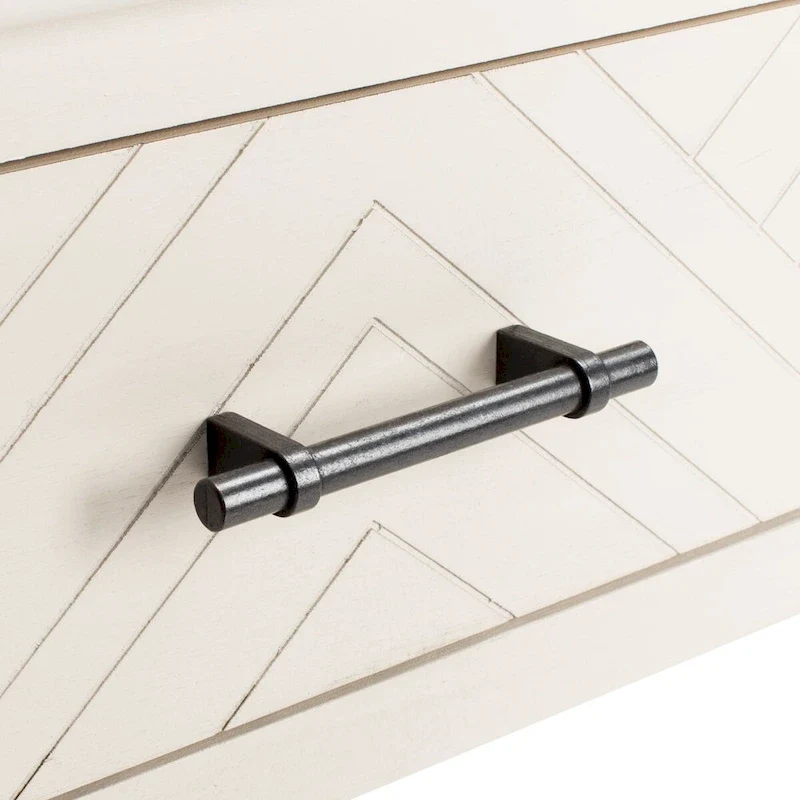 Console 2 tiroirs avec motif à chevrons et étagère inférieure ouverte