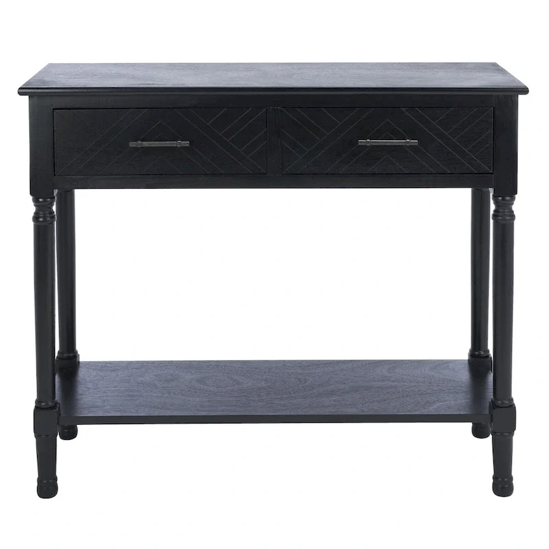 Console 2 tiroirs avec motif à chevrons et étagère inférieure ouverte