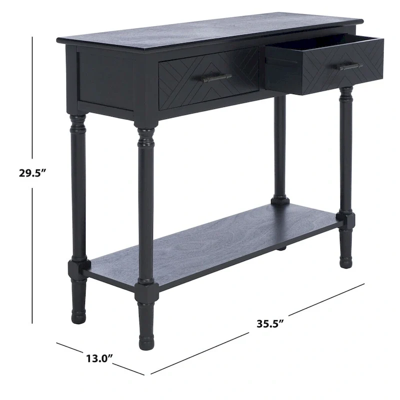 Console 2 tiroirs avec motif à chevrons et étagère inférieure ouverte