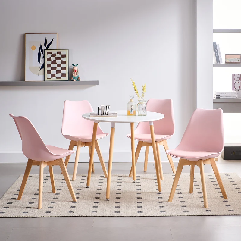 Chaises de salle à manger TULIP rembourrées (Lot de 2/4) - Rose