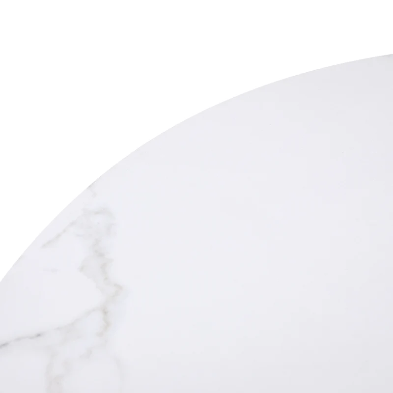 Table à manger ronde lisse TULIP avec un diamètre de 75 cm - Noir/Blanc/Marbrier