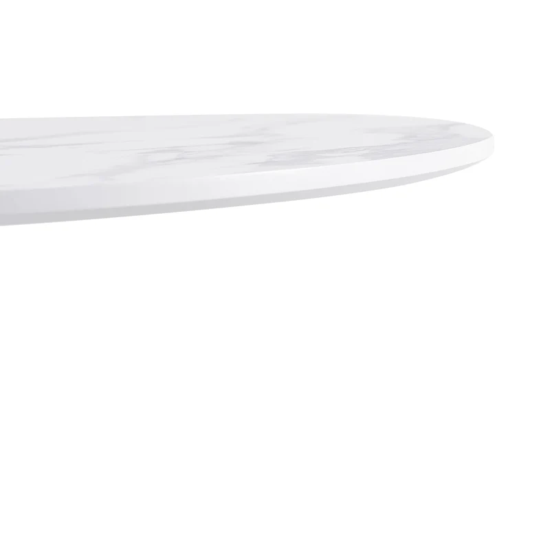 Table à manger ronde lisse TULIP avec un diamètre de 75 cm - Noir/Blanc/Marbrier