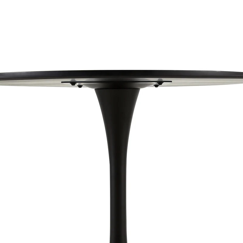 Table à manger ronde lisse TULIP avec un diamètre de 75 cm - Noir/Blanc/Marbrier
