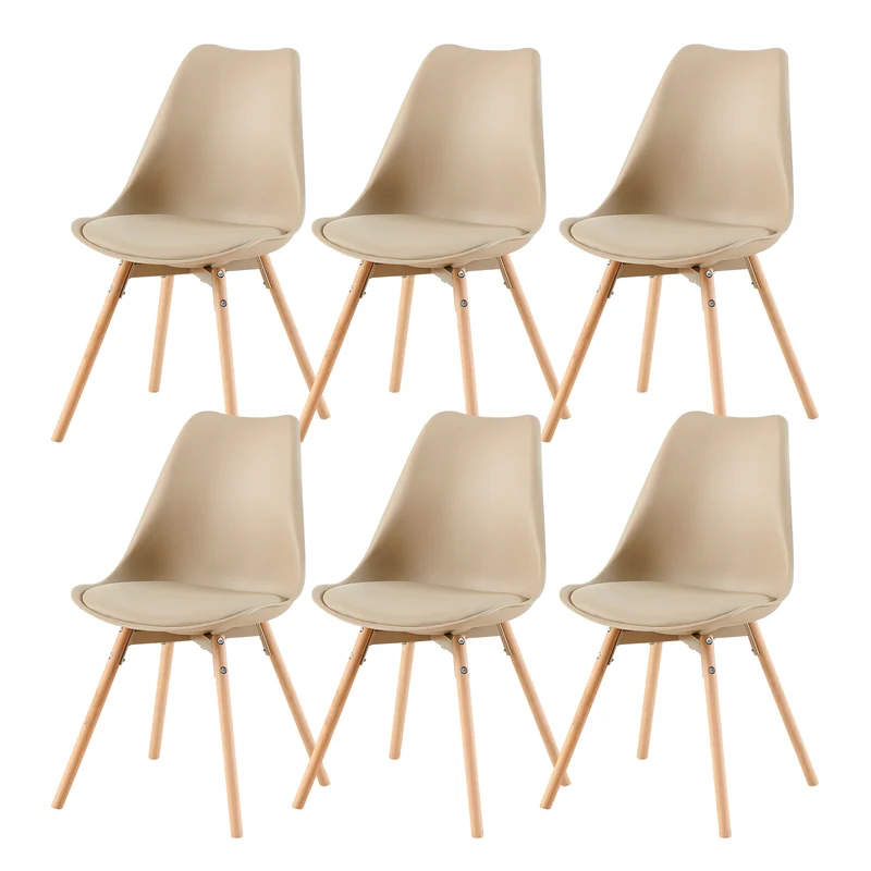 Ensemble de 4/6 chaises de salle à manger OATS, rembourrées, Kaki/Kaki clair