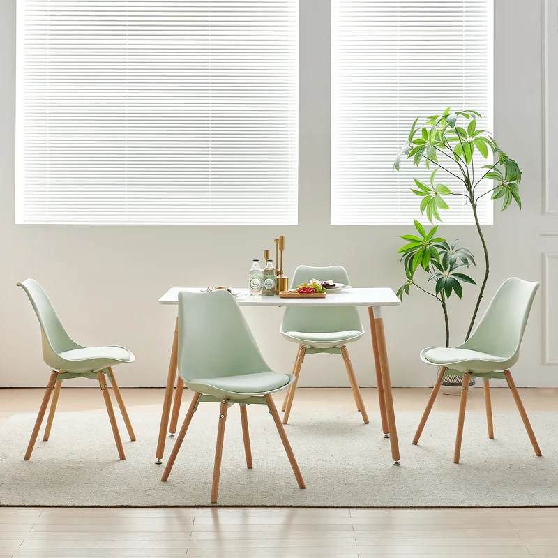 Lot de 4/6 Chaises Latérales OATS – Gris Bleu Clair / Gris Bleu Foncé/Crème glacée verte