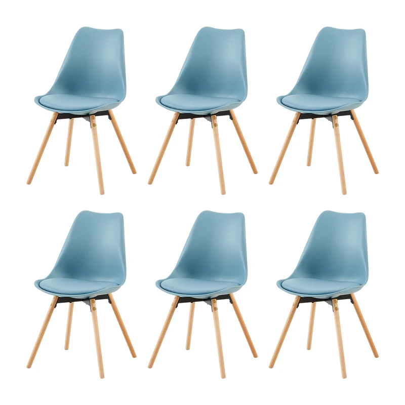 Lot de 4/6 Chaises Latérales OATS – Gris Bleu Clair / Gris Bleu Foncé/Crème glacée verte