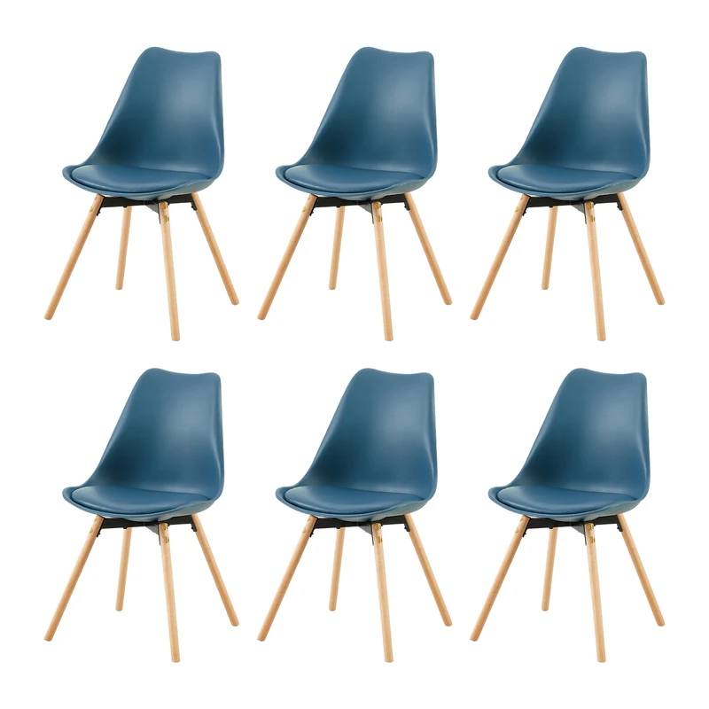 Lot de 4/6 Chaises Latérales OATS – Gris Bleu Clair / Gris Bleu Foncé/Crème glacée verte