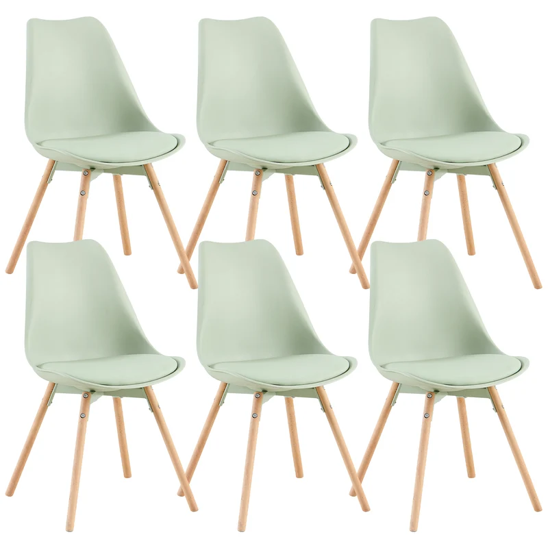 Lot de 4/6 Chaises Latérales OATS – Gris Bleu Clair / Gris Bleu Foncé/Crème glacée verte