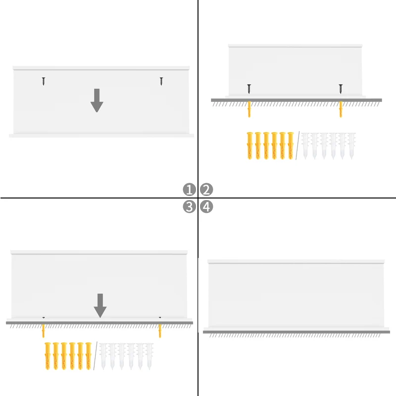 Étagères flottantes murales, set de 6, différentes longueurs - Blanc