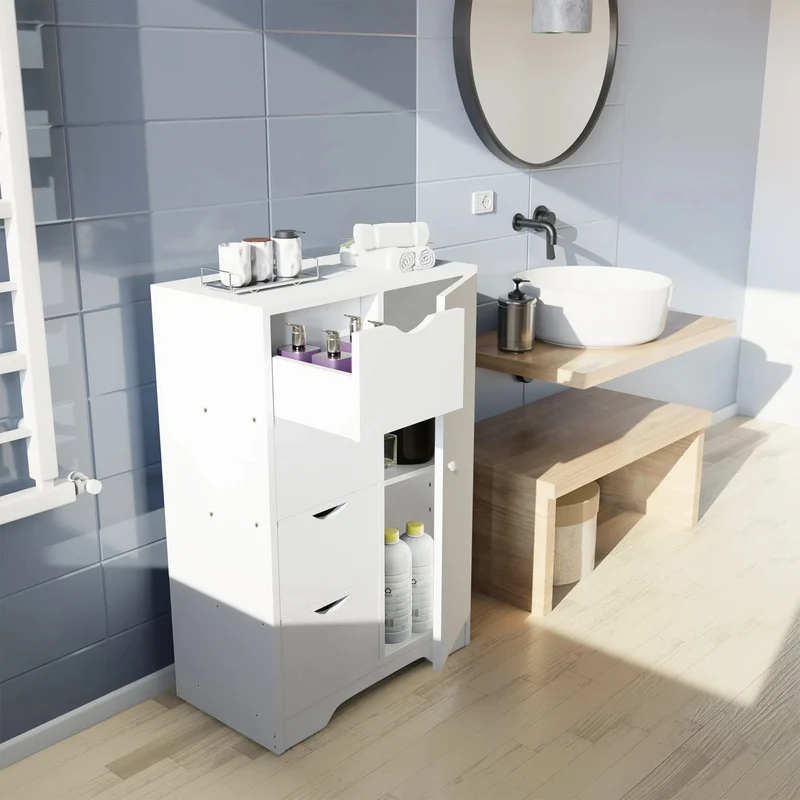 Meuble de rangement avec tiroirs et portes pour salle de bain GRAYS - Blanc