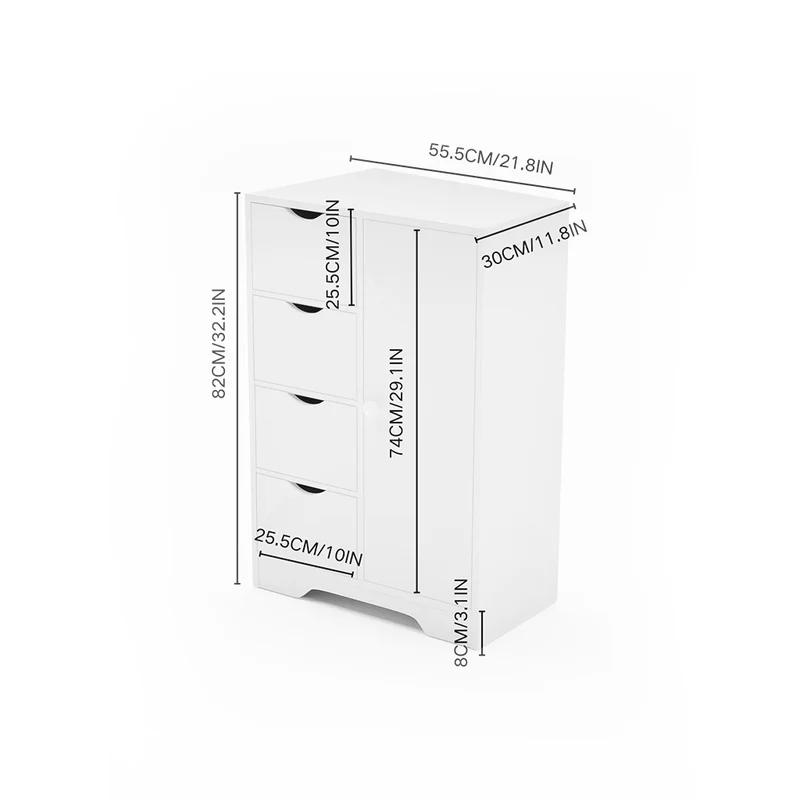 Meuble de rangement avec tiroirs et portes pour salle de bain GRAYS - Blanc
