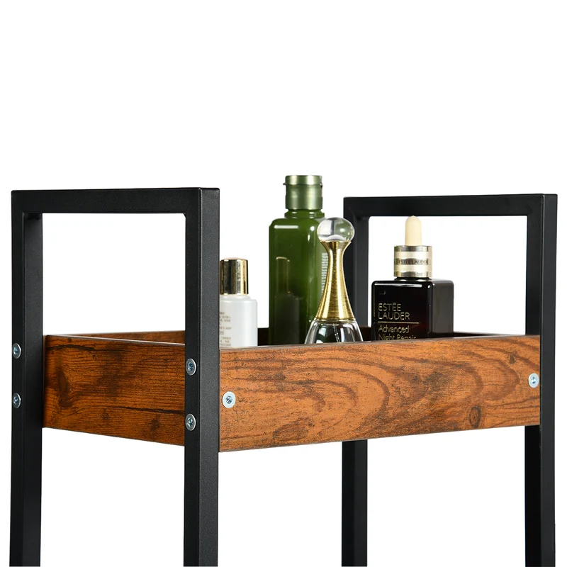 Étagère de rangement à trois niveaux VERO - Couleur Feu/CHÊNE