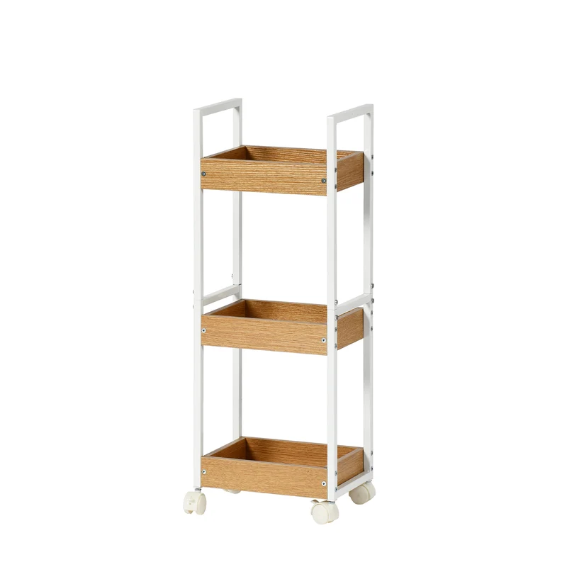 Étagère de rangement à trois niveaux VERO - Couleur Feu/CHÊNE
