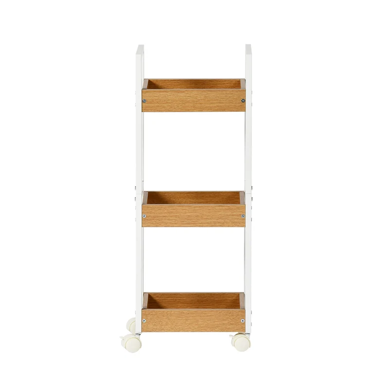 Étagère de rangement à trois niveaux VERO - Couleur Feu/CHÊNE